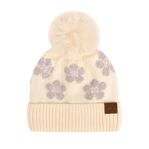 CC Chenille Daisy Pattern Beanie ( HAT-4009 )