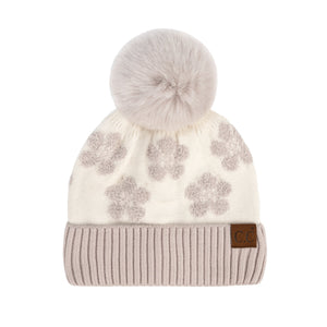 CC Chenille Daisy Pattern Beanie ( HAT-4009 )