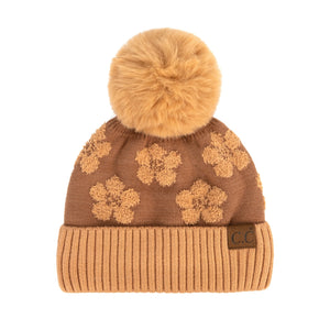 CC Chenille Daisy Pattern Beanie ( HAT-4009 )