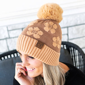 CC Chenille Daisy Pattern Beanie ( HAT-4009 )