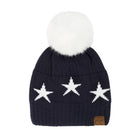 CC Beanie with Quality Faux Fur Pom & Star Pattern ( HAT-4023 )