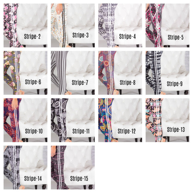 Ultra Soft Printed Leggings w/ Stripe ( HStripe ) CLEARANCE