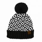 CC Diamond Pattern Fur Pom Beanie ( HTE0022 )