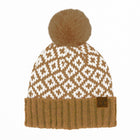 CC Diamond Pattern Fur Pom Beanie ( HTE0022 )
