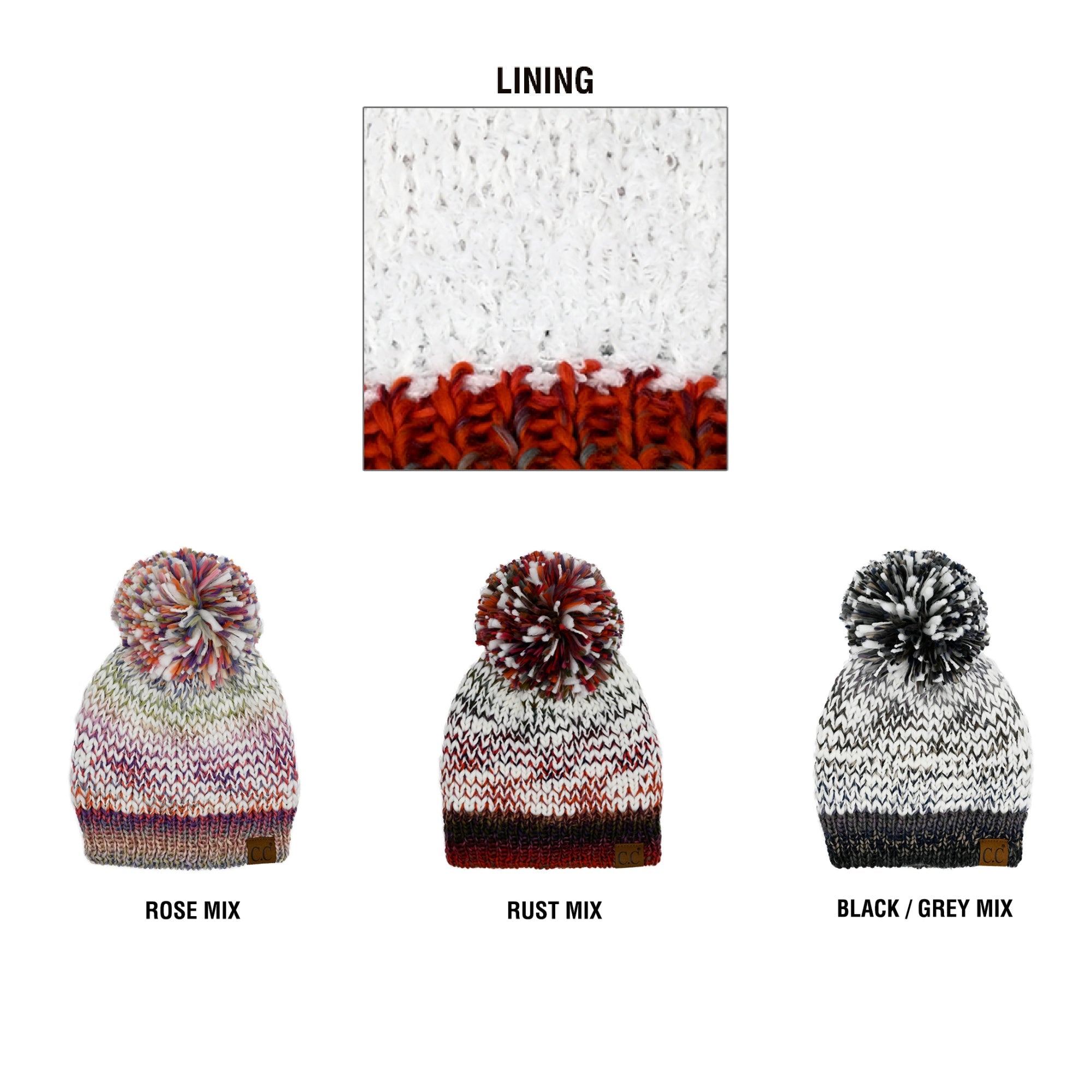 CC Multi-Color Yarn Beanie with Pom ( HTE0029 )