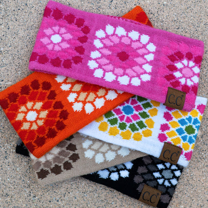CC Multi-Color Flower Crochet Printed Pattern Head Wrap ( HW-7396 )