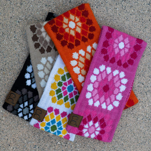 CC Multi-Color Flower Crochet Printed Pattern Head Wrap ( HW-7396 )
