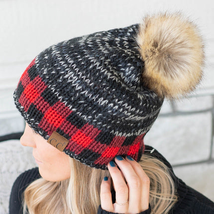 CC Fire Cozy Buffalo Plaid Beanie ( HAT-2083 )