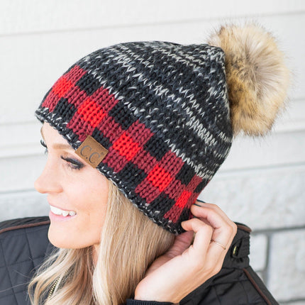 CC Fire Cozy Buffalo Plaid Beanie ( HAT-2083 )