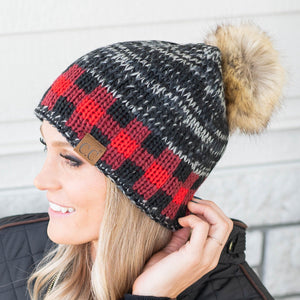 CC Fire Cozy Buffalo Plaid Beanie ( HAT-2083 )