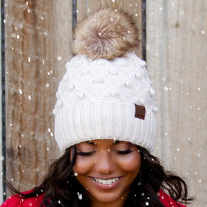 CC Crafted Pom Detail Beanie ( HAT-3836 )