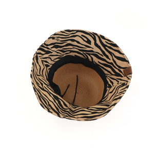 CC Zebra Print Straw Bucket Hat ( ST-3927 )