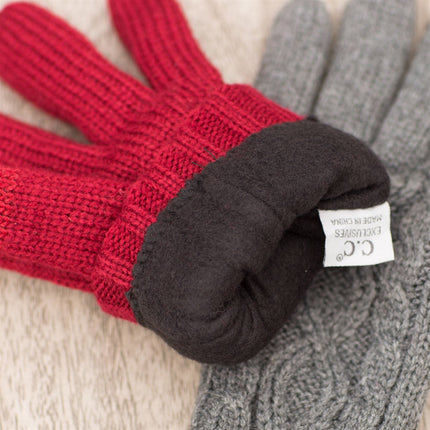 CC Cable Knit Fleece Lined Gloves ( G-707 )