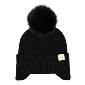 CC Toasty and Warm Pom Ear Flap Kids Beanie ( KD-HTC0078 )