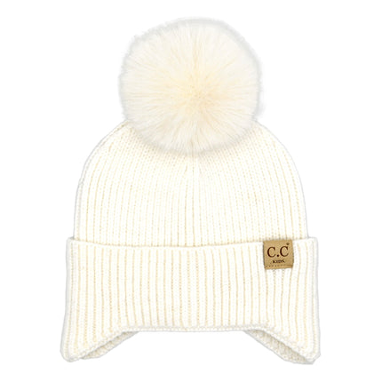CC Toasty and Warm Pom Ear Flap Kids Beanie ( KD-HTC0078 )