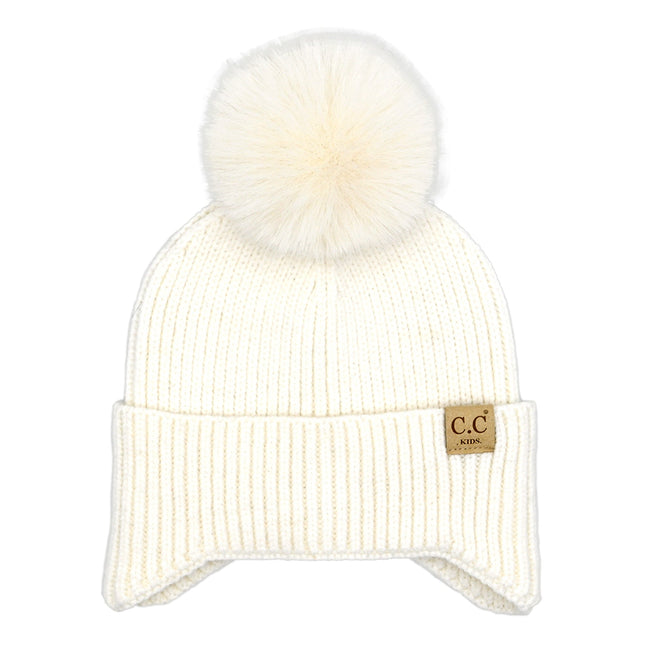 CC Toasty and Warm Pom Ear Flap Kids Beanie ( KD-HTC0078 )