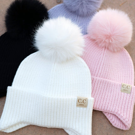 CC Toasty and Warm Pom Ear Flap Kids Beanie ( KD-HTC0078 )