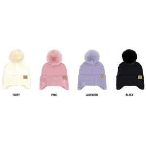 CC Toasty and Warm Pom Ear Flap Kids Beanie ( KD-HTC0078 )