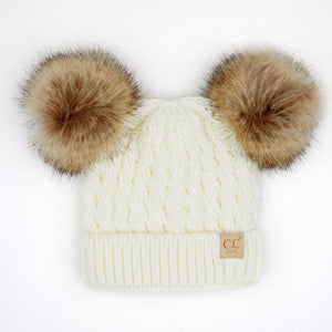 CC Kids Double Fur Pom Beanie ( KIDS-2055 ) ( HAT-2055 )