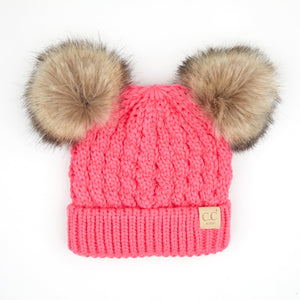 CC Kids Double Fur Pom Beanie ( KIDS-2055 ) ( HAT-2055 )