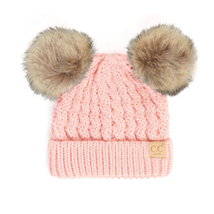 CC Kids Double Fur Pom Beanie ( KIDS-2055 ) ( HAT-2055 )