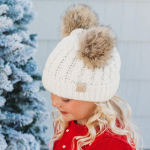 CC Kids Double Fur Pom Beanie ( KIDS-2055 ) ( HAT-2055 )