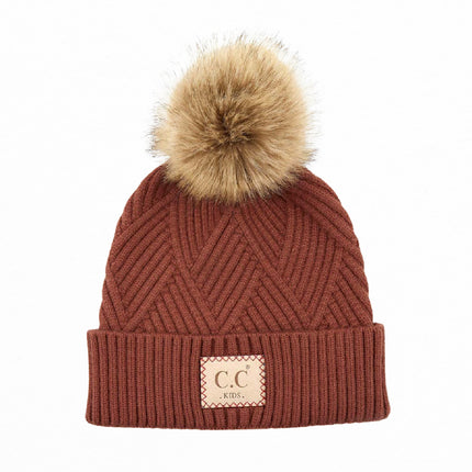 CC Kids Criss-Cross Suede Patch Beanie ( KIDS-2060 ) ( HAT-2060 )
