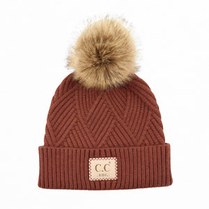 CC Kids Criss-Cross Suede Patch Beanie ( KIDS-2060 ) ( HAT-2060 )