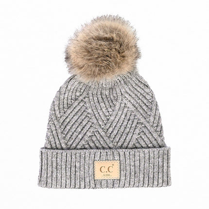 CC Kids Criss-Cross Suede Patch Beanie ( KIDS-2060 ) ( HAT-2060 )