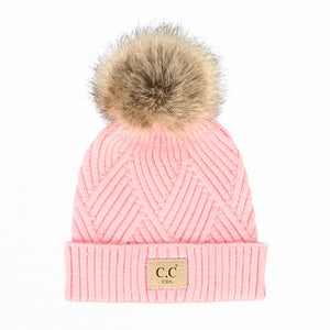 CC Kids Criss-Cross Suede Patch Beanie ( KIDS-2060 ) ( HAT-2060 )