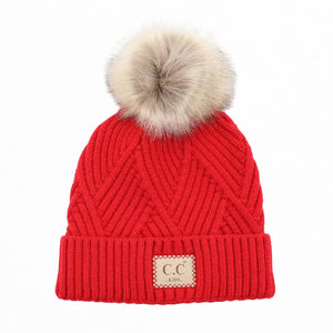 CC Kids Criss-Cross Suede Patch Beanie ( KIDS-2060 ) ( HAT-2060 )