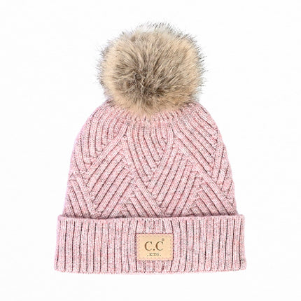 CC Kids Criss-Cross Suede Patch Beanie ( KIDS-2060 ) ( HAT-2060 )
