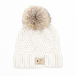 CC Kids Criss-Cross Suede Patch Beanie ( KIDS-2060 ) ( HAT-2060 )