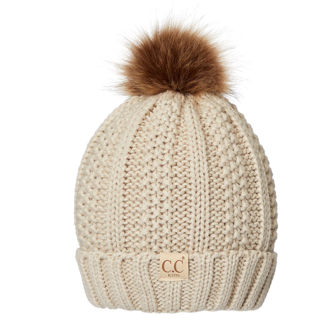 CC Kids Trending Pom Beanie | Fur Lined ( KIDS-YJ-820 )