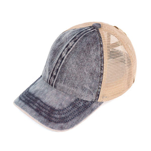 CC Kids Washed Denim Criss Cross Cap ( KIDS-BT-1009 ) ( BT-1009 )