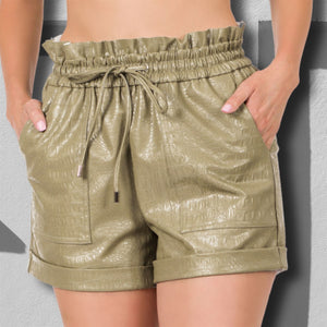 Vegan Leather Croc Shorts ( PP-15070 )