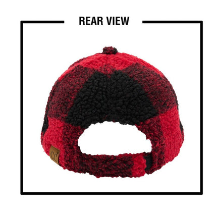 CC Buffalo Plaid - Checkered Pattern Sherpa Cap ( BA-4036 )