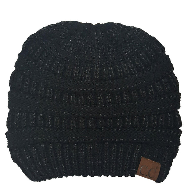 CC Messy Bun/Pony Metallic Beanie ( MB-20M )