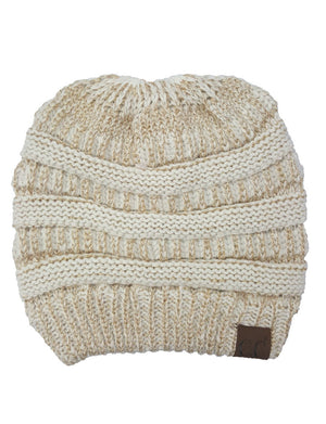 CC Messy Bun/Pony Metallic Beanie ( MB-20M )