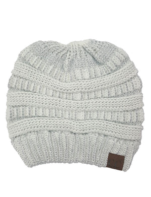 CC Messy Bun/Pony Metallic Beanie ( MB-20M )