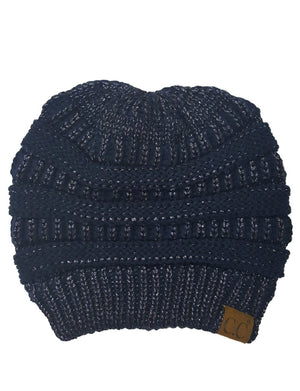 CC Messy Bun/Pony Metallic Beanie ( MB-20M )