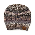 CC Bun/Pony Multi Colored Striped Beanie ( MB-705 )