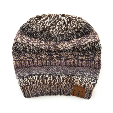 CC Bun/Pony Multi Colored Striped Beanie ( MB-705 )