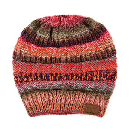 CC Bun/Pony Multi Colored Striped Beanie ( MB-705 )