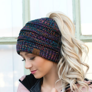 CC Crafted Multi-Toned Bun Beanie ( MB-816 )