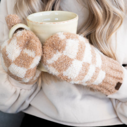 CC Checkered Boucle Oh-So-Soft Mittens ( MT-4011 )