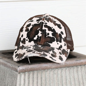 CC Cow Print Pony Cap | Criss-Cross ( BT-938 )