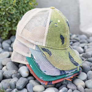 CC Leaf Motif Jacquard Denim Pony Cap ( BT-3921 )