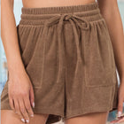 Terry Drawstring Waist Shorts With Pockets ( TP-5128 )