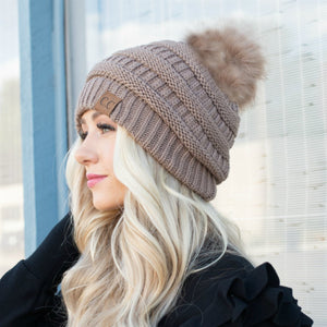 CC Trending Beanie w/ Tan Pom ( HAT-43 )